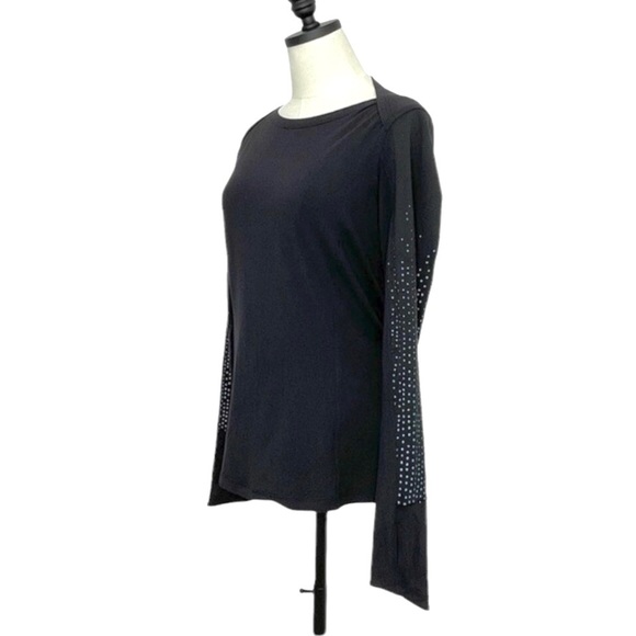 Lululemon Boatneck Top Long Sleeve Top Black with Green Dots On Sleeve Sz 10 - Picture 2 of 12